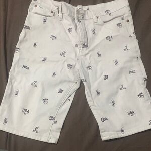 Polo by Ralph Lauren White Printed Jean Shorts